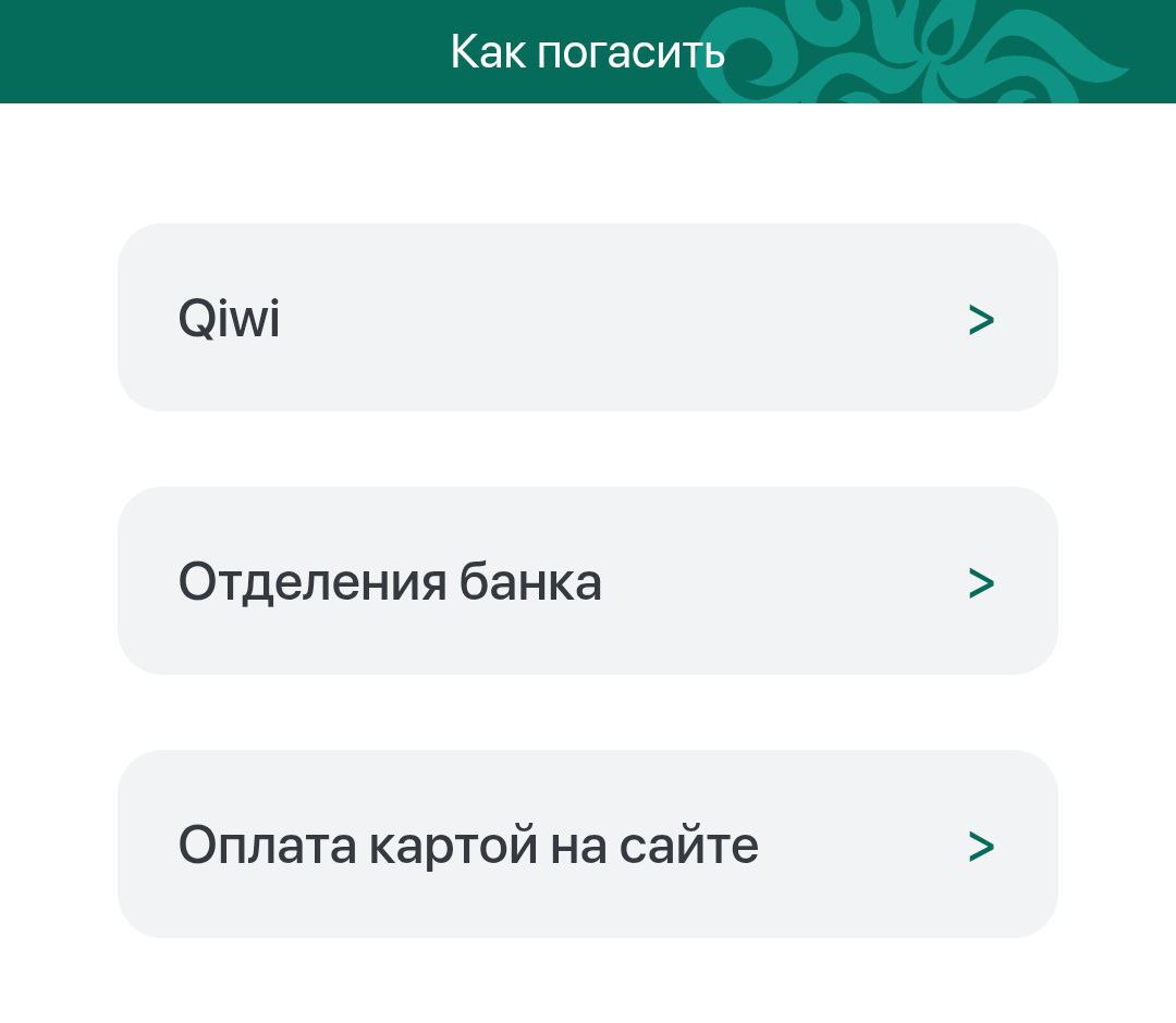 Способы оплаты займа