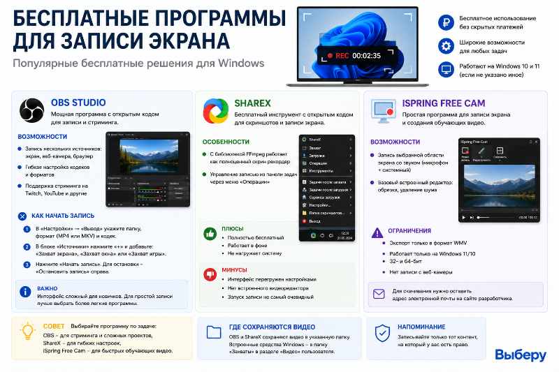Бесплатные программы для записи Экрана