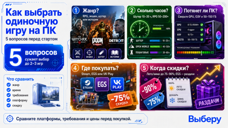 Как выбрать одиночную игру на ПК