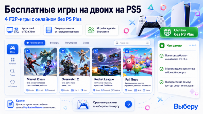 Лучшие бесплатные игры на PS 5 на двоих