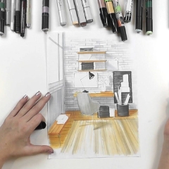 Интерьерный скетчинг совместно с РГХПУ имени С.Г. Строганова