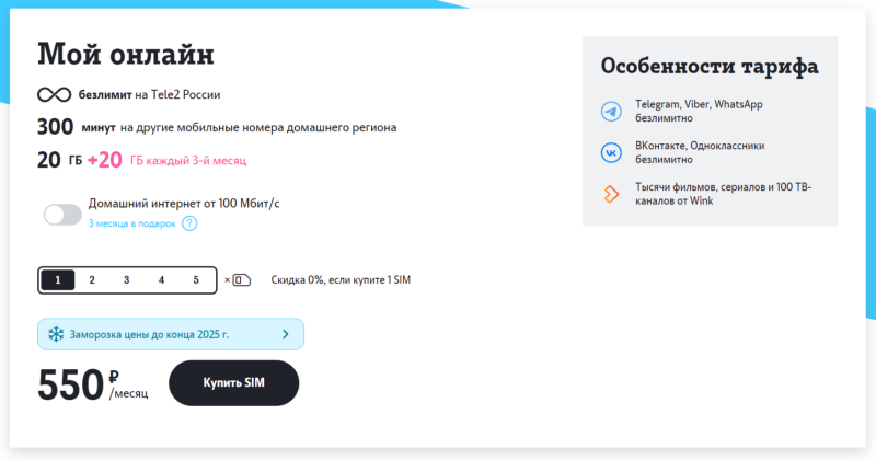 Сим-карты Теле2 с безлимитным интернетом